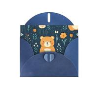 WZYWHJ Blue Holiday Greeting Card 6x4 in with Envelope for Christmas, Birthday, Valentine's Day, Party Invitation Cute Bear Printed