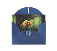 WZYWHJ Blue Holiday Greeting Card 6x4 in with Envelope for Christmas, Birthday, Valentine's Day, Party Invitation Loving parrots on a branch Printed