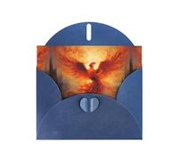 WZYWHJ Blue Holiday Greeting Card 6x4 in with Envelope for Christmas, Birthday, Valentine's Day, Party Invitation The Phoenix Reborn in Fire Printed