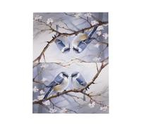 WZYWHJ Blue Holiday Greeting Card 6x4 in with Envelope for Christmas, Birthday, Valentine's Day, Party Invitation Bird facing each other Printed