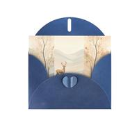 WZYWHJ Blue Holiday Greeting Card 6x4 in with Envelope for Christmas, Birthday, Valentine's Day, Party Invitation Deer from a distance Printed