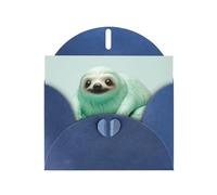 WZYWHJ Blue Holiday Greeting Card 6x4 in with Envelope for Christmas, Birthday, Valentine's Day, Party Invitation animal sloth mint green Pattern