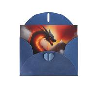 WZYWHJ Blue Holiday Greeting Card 6x4 in with Envelope for Christmas, Birthday, Valentine's Day, Party Invitation Dragon On Volcano Picture