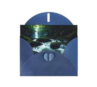 WZYWHJ Blue Holiday Greeting Card 6x4 in with Envelope for Christmas, Birthday, Valentine's Day, Party Invitation River In The Forest Printing