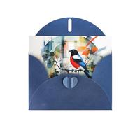 WZYWHJ Blue Holiday Greeting Card 6x4 in with Envelope for Christmas, Birthday, Valentine's Day, Party Invitation Cute Magpie Printed