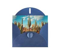 WZYWHJ Blue Holiday Greeting Card 6x4 in with Envelope for Christmas, Birthday, Valentine's Day, Party Invitation The territory of the cactus Printed