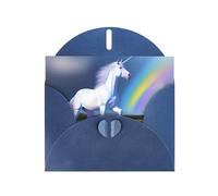 WZYWHJ Blue Holiday Greeting Card 6x4 in with Envelope for Christmas, Birthday, Valentine's Day, Party Invitation Unicorn Printing