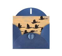 WZYWHJ Blue Holiday Greeting Card 6x4 in with Envelope for Christmas, Birthday, Valentine's Day, Party Invitation Autumn Geese Flying South Printing