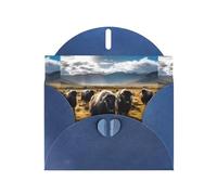 WZYWHJ Blue Holiday Greeting Card 6x4 in with Envelope for Christmas, Birthday, Valentine's Day, Party Invitation The cattle on the grassland Printed