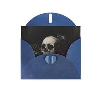 WZYWHJ Blue Holiday Greeting Card 6x4 in with Envelope for Christmas, Birthday, Valentine's Day, Party Invitation Skeletons in the dead flowers Printed
