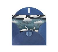 WZYWHJ Blue Holiday Greeting Card 6x4 in with Envelope for Christmas, Birthday, Valentine's Day, Party Invitation White swan Picture