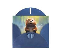 WZYWHJ Blue Holiday Greeting Card 6x4 in with Envelope for Christmas, Birthday, Valentine's Day, Party Invitation cute beaver Pattern