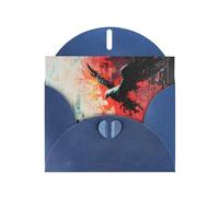 WZYWHJ Blue Holiday Greeting Card for Christmas, Birthday, Anniversary & more Flying pixel eagle Pattern