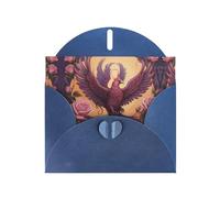 WZYWHJ Blue Holiday Greeting Card for Christmas, Birthday, Anniversary & more Phoenix and Rose Picture