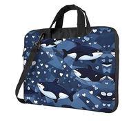 WZYWHJ Blue Killer Whale Prints Laptop Bag - with Soft Interior, Multiple Pockets - Ideal for Men, Travel and Business, Black, 14 inch
