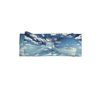 WZYWHJ Blue sky and white clouds prints baby bow headbands and elastic soft hair accessories for newborns and girls