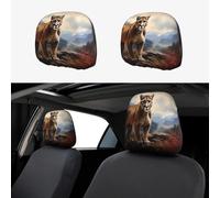 WZYWHJ Brave Cougar Picture 2 car pillowcases, interior decorative seat accessories, protective covers