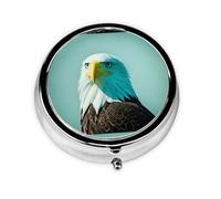 WZYWHJ Brave Eagle Pattern Circular Medicine Box Storage, Portable Travel with compartments, mini Pill Dispenser