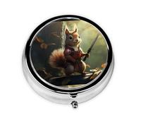 WZYWHJ Brave Squirrel Pattern Circular Medicine Box Storage, Portable Travel with compartments, mini Pill Dispenser