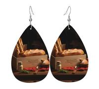 WZYWHJ Bread in a box Picture Ladies' leather earrings, simple water droplet pendant, fashionable holiday gift