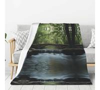 WZYWHJ Bridge over the River Pattern Thick flannel blanket 80x60in double-sided flannel vertical soft sofa blanket
