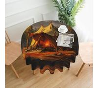 WZYWHJ Bright Outdoor Tent Printing Round Decorative Tablecloth 60 in can be Washed and reused for Round Dining Table