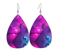 WZYWHJ Broken Ground prints Water droplet pendant earrings, leather earrings, Women's Fashion Items