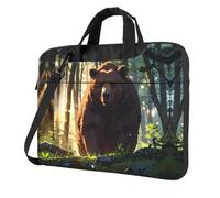 WZYWHJ Brown bear in the forest Prints Ultra-thin portable single-shoulder laptop bag 15.6 inch computer accessories soft shockproof for laptops