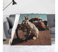WZYWHJ Bunny with Wheel Printing Blankets Throws - Lightweight Warm Comfortable Soft Durable Home Practical Rest Outdoor