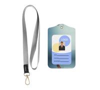 WZYWHJ Butterflies Fly Printed Work Badge Protective Sheath, Leather Identification Card Cover with Detachable Hanging Rope Set