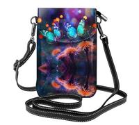 WZYWHJ Butterflies in Dreams Picture Women's leather phone bag crossbody package with adjustable shoulder strap