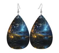 WZYWHJ Butterflies in Fairy Tales Printing Water droplet pendant earrings, leather earrings, Women's Fashion Items