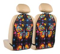 WZYWHJ Butterfly Illustration Printed Car seat Anti Kick Storage pad 2 Pieces, Multi-Functional Storage Bag seat Protector After Installation