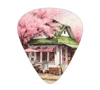 Wzywhj Café Cherry Blossom Printed Guitar Picks 12 Piece, Easy Grip Uke Picks Hold In One'S Hands, Ukulele, Acoustic Or Electric Electric Guitar