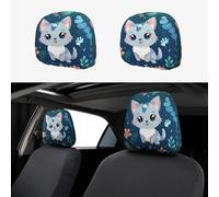 WZYWHJ calico cat Printing 2 car pillowcases, interior decorative seat accessories, protective covers