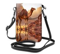 WZYWHJ Camel in the desert Printing Leather Crossbody Flap Phone Bag - Versatile Gift for Women Walking, Camping, Shopping, and Travel