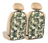 WZYWHJ camo Woodland Camoflage Printed Car seat Anti Kick Storage pad 2 Pieces, Multi-Functional Storage Bag seat Protector After Installation