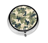 WZYWHJ camo Woodland Camoflage Printed Circular Medicine Box Storage, Portable Travel with compartments, mini Pill Dispenser