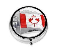 WZYWHJ Canadian Flag Printing Circular Medicine Box Storage, Portable Travel with compartments, mini Pill Dispenser