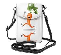 WZYWHJ Carrot With Fork Picture Leather Crossbody Flap Phone Bag - Versatile Gift for Women Walking, Camping, Shopping, and Travel