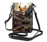 WZYWHJ Cartoon fox Pattern Leather Crossbody Flap Phone Bag - Versatile Gift for Women Walking, Camping, Shopping, and Travel
