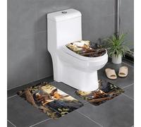 WZYWHJ Cartoon Fox Picture Bathroom mat Sets of 4 Bathroom Floor Mats,Non-Slip, Durable,Does Easy to Clean Suitable for Bathroom and Toilet
