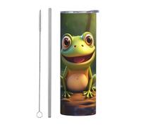 WZYWHJ Cartoon Frog Prints Quality Stainless Steel Mug Cup Cups 20oz with Straw Suitable for Sports Cars Homes