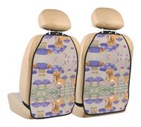 WZYWHJ Cartoon Mushroom with Dog Prints Car seat Anti Kick Storage pad 2 Pieces, Multi-Functional Storage Bag seat Protector After Installation