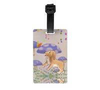 WZYWHJ Cartoon Mushroom with Dog Prints Luggage Bag Tags, Men's and Women's Travel Privacy Protection Labels