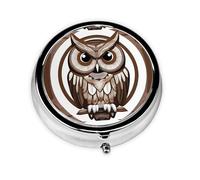 WZYWHJ Cartoon Owl Pattern Circular Medicine Box Storage, Portable Travel with compartments, mini Pill Dispenser