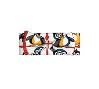 WZYWHJ Cartoon penguin Pattern baby bow headbands and elastic soft hair accessories for newborns and girls