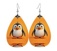 WZYWHJ cartoon penguin Picture Ladies' leather earrings, simple water droplet pendant, fashionable holiday gift