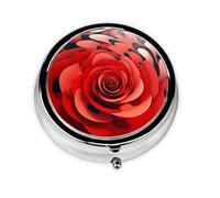 WZYWHJ Cartoon Red Flower Vortex Spiral Prints Circular medicine box storage, portable travel with compartments, mini pill dispenser