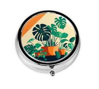 WZYWHJ Cartoon Turtle Back Bamboo Pattern Circular Medicine Box Storage, Portable Travel with compartments, mini Pill Dispenser
